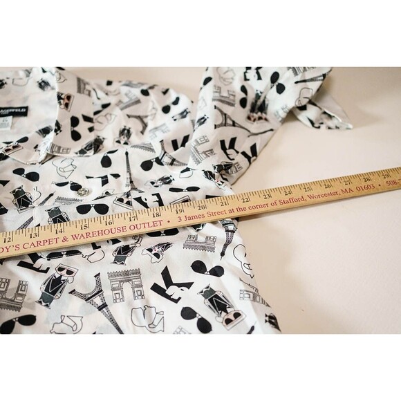 Karl Lagerfeld womens L button up shirt eiffel tower paris arc de triomph - Picture 5 of 6